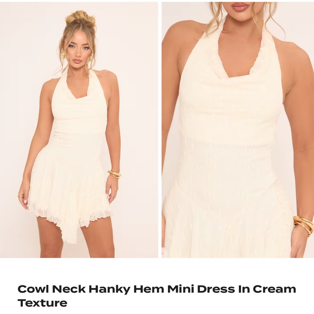 EGO Cream Halter Mini Dress